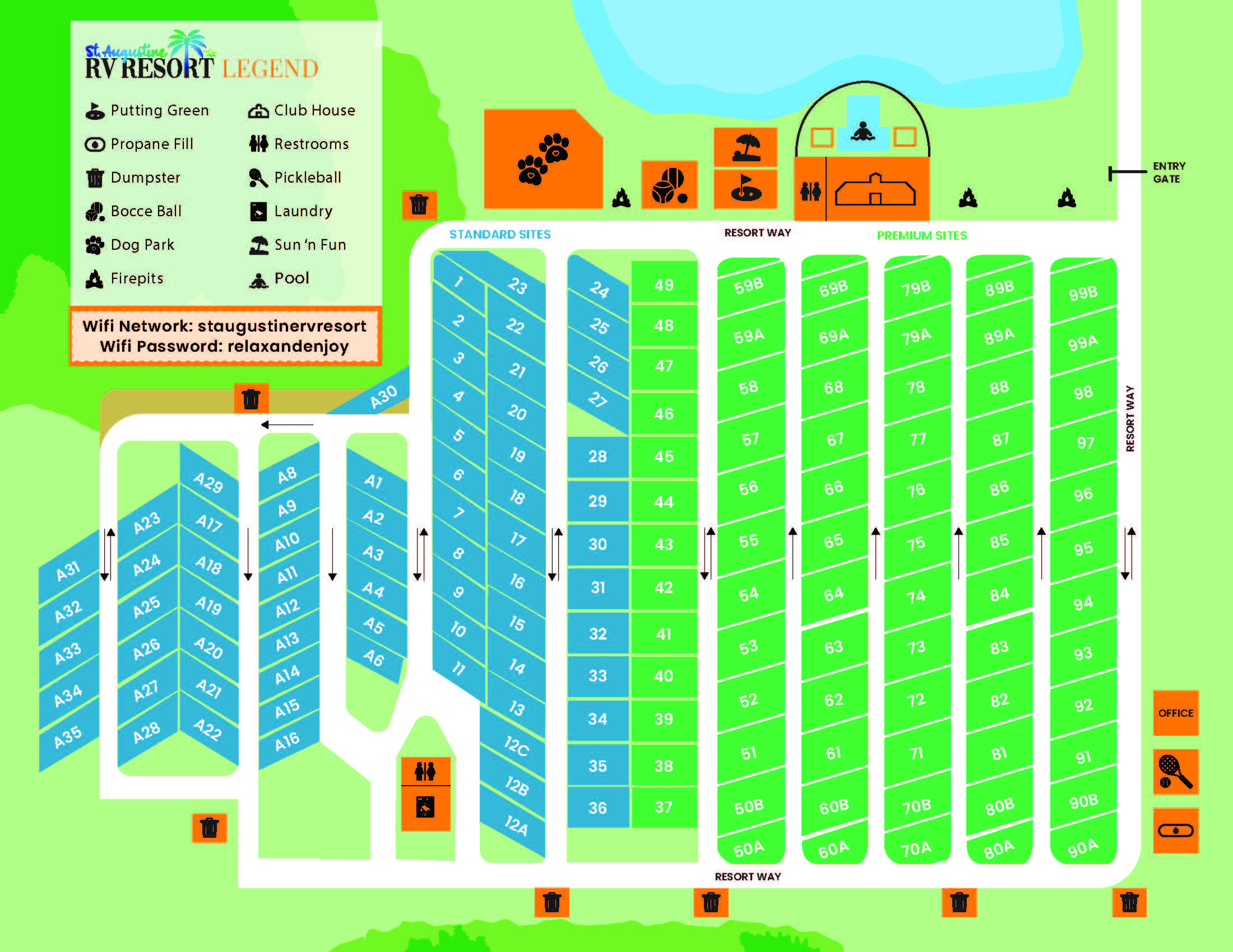 St Augustine RV Resort Map Aug 2024